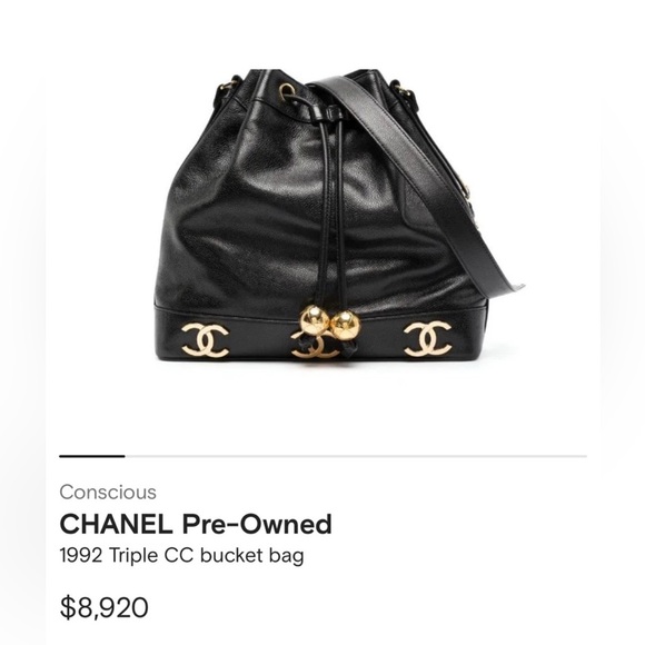 Chanel Caviar leather bucket bag 24K gold plated CC - Picture 15 of 16